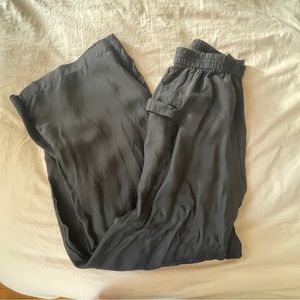 Wide leg satin effect zara pants with cargo pockets, size M